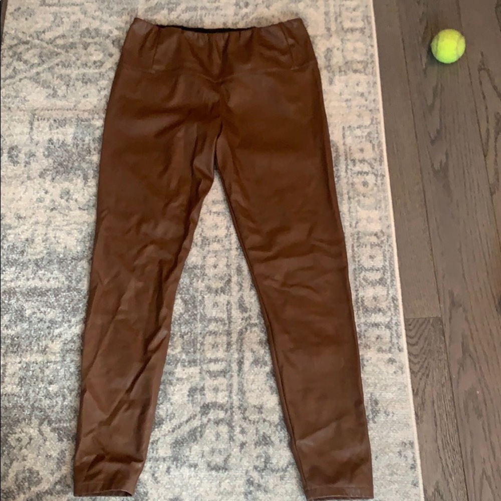 Brown Faux Leather Pants